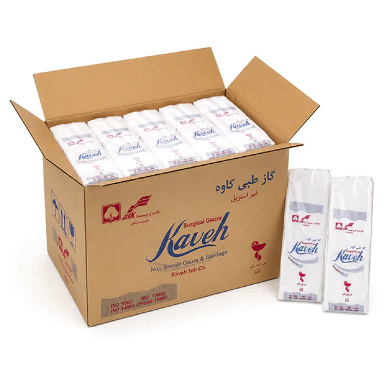 گاز طبی بزرگ کاوه (10×10) 1 کارتن (20 بسته 500 گرمی)