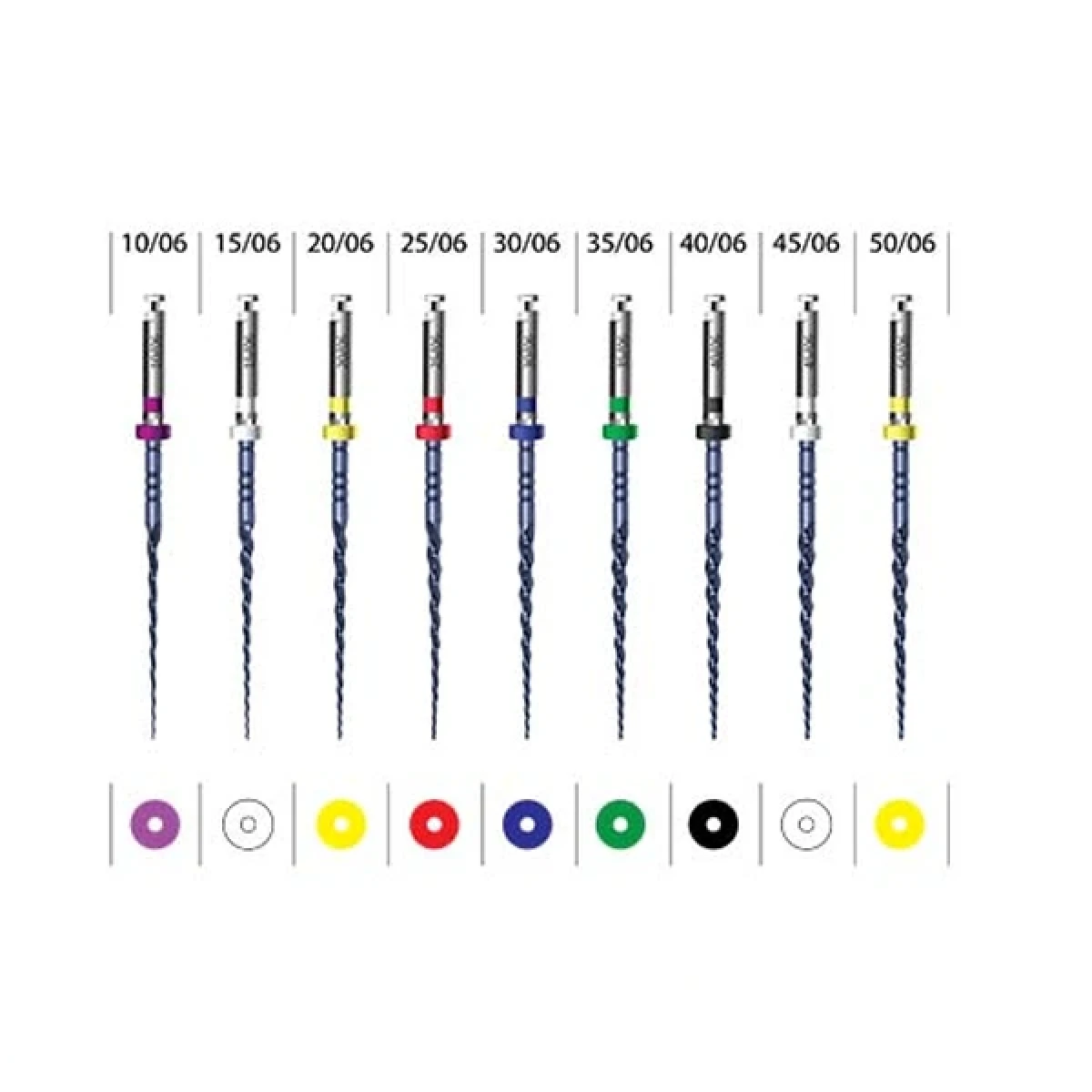 فایل روتاری آبی تیپر ثابت 6% طول 25mm