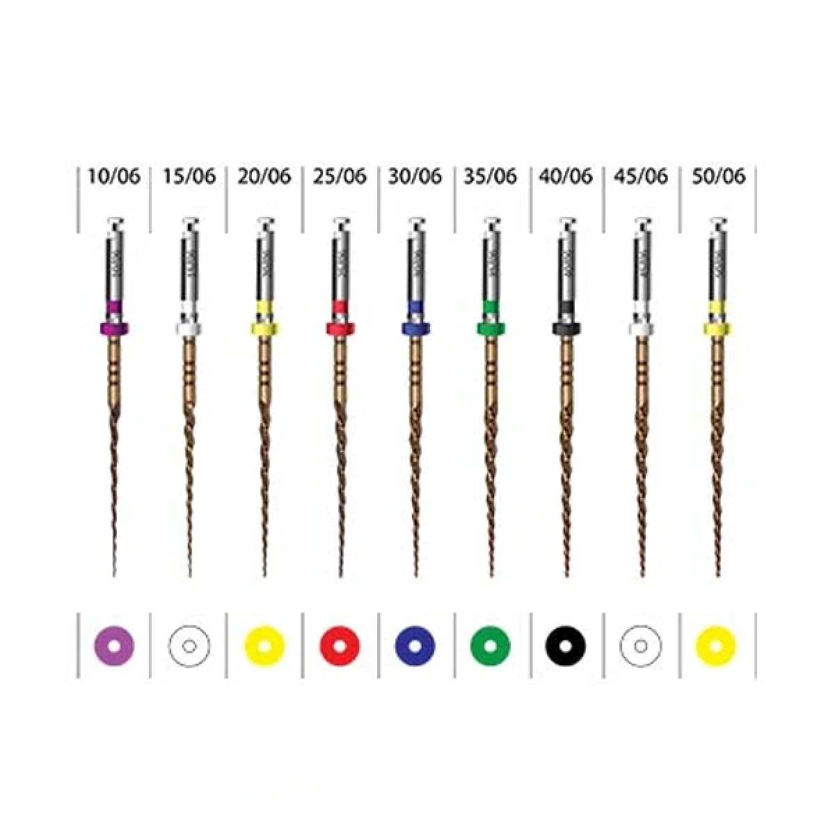 فایل روتاری طلایی تیپر ثابت 6% طول 25mm